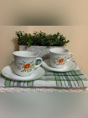 Corelle “Wildflower” Cups and matching saucers